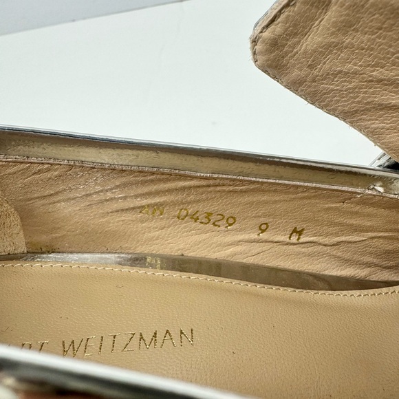 Stuart Weitzman ‘Sawyer’ Metallic Block Heel Loafer in Polar Silver NIB - Picture 10 of 11